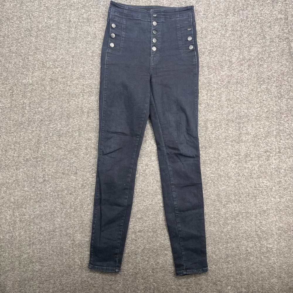 J Brand Womens High Rise Skinny Jeans Dark Indigo Multi Button Fly Sailor Detail